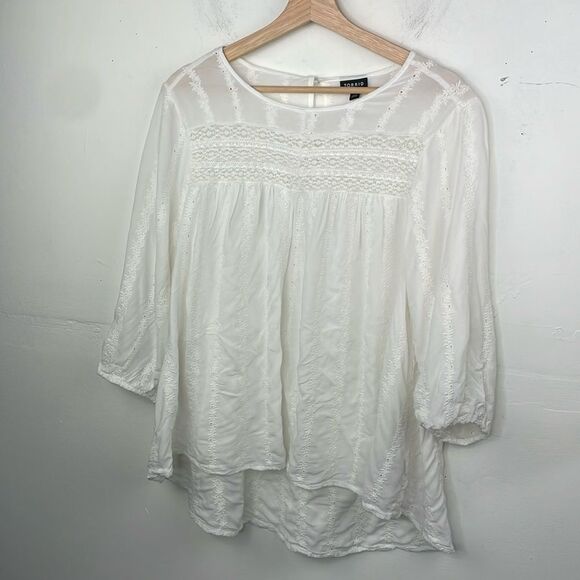 Torrid White Eyelet & Lace Embroidered Hi-Lo Blouse size 1X - Picture 2 of 14